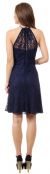 Halter Neck Floral Lace Short Bridesmaid Party Dress back in Navy